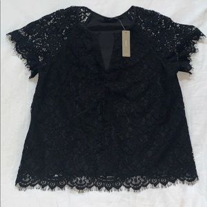 NWT J. Crew Black Lace Top size XS